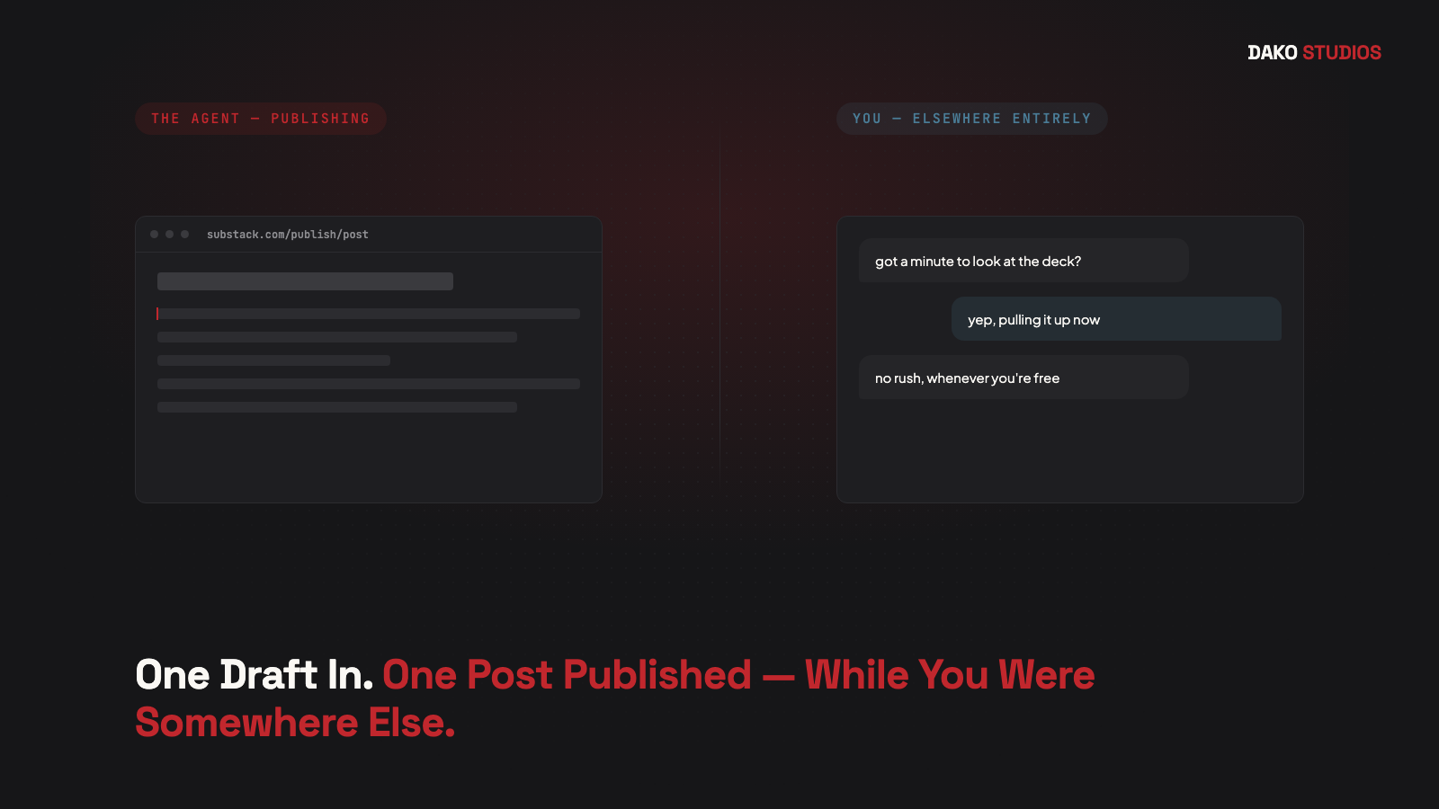 One draft in, one post published — while you were somewhere else